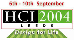 British HCI 2004 conference logo - click here
                     to go to the conference website