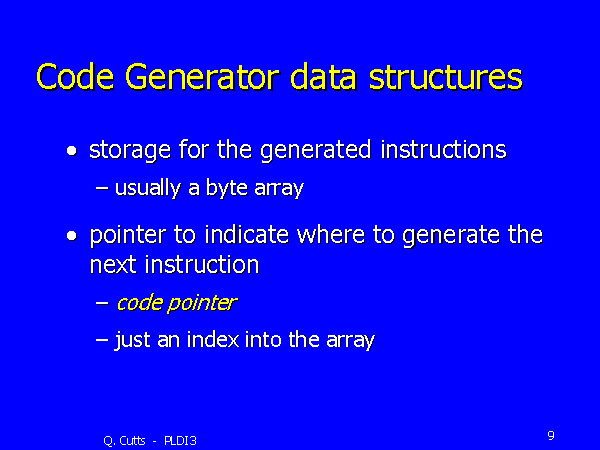 Code Generator data structures