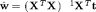 $\hat{\mathbf{w}} = (\mathbf{X}^T\mathbf{X})^{-1}\mathbf{X}^T\mathbf{t}$