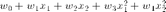 $w_0 + w_1x_1 + w_2x_2 + w_3x_1^2 + w_4x_2^2$